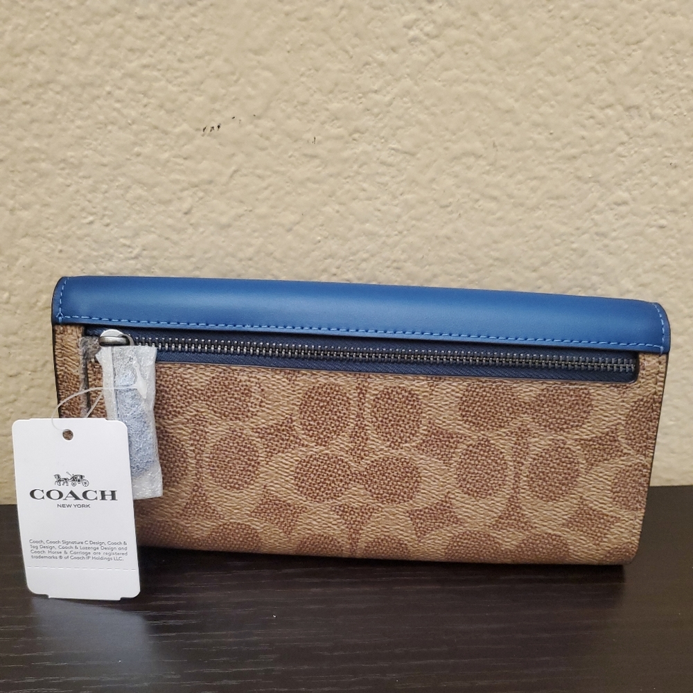 Coach Soft Wallet In Colorblock Signature Canvas - Picture 7 of 9